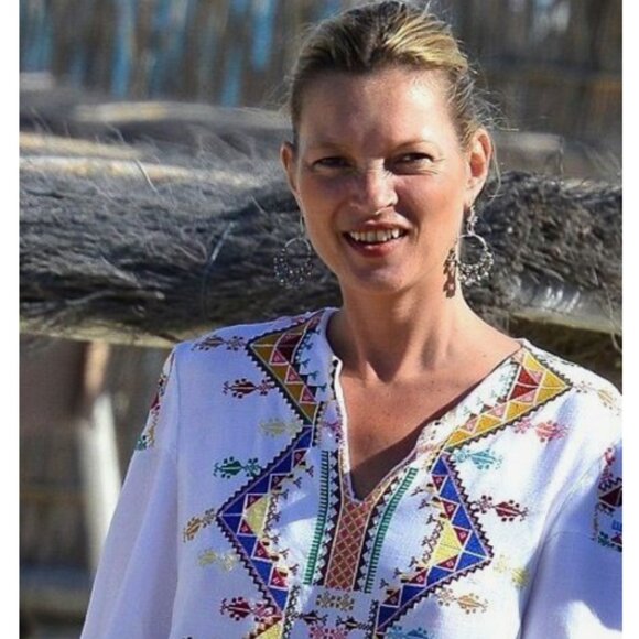 Kate Moss Topshop Aztec Embroidered Tunic Shift Dress - Picture 2 of 7